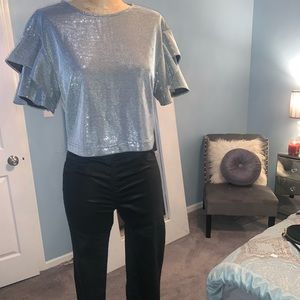 Metallic Silver Party Top